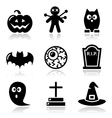 halloween black icons set - pumpkin witch ghost vector image vector image