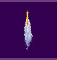 cartoon rocket spaceship launch smoke trail vector image vector image