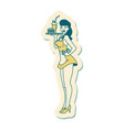 tattoo style sticker a pinup waitress girl vector image vector image