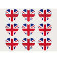hearts with the uk flag england flag icon set vector image