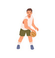 child basketball player with ball cartoon sport vector image