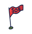 doodle flag with the inscription sos of help vector image vector image