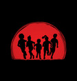group of children running graphic vector image vector image