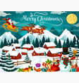 winter town or village and santa with deers vector image