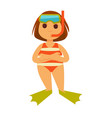 girl kid or child in snorkeling mask and flippers vector image