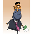 cartoon happy man in a suit skipping vector image