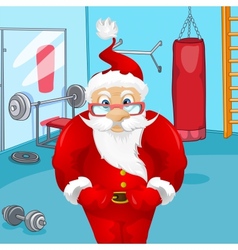Santa sport exercise barbell daily christmas life Vector Image