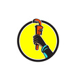 black plumber hand raising monkey wrench circle vector image vector image