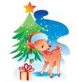 christmas deer in a hat vector image
