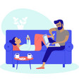 young couple obsessed with smart devices vector image