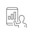 data result on mobile phone line icon white vector image vector image
