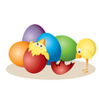 easter eggs and chickens vector image vector image