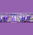 empty bus on stop or station city street vector image
