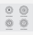 set monogram design template letter premium vector image