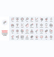 business process red black thin line icons set vector image vector image