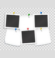 collage of paper notes and blank photo with pins vector image