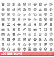 100 thief icons set outline style vector image vector image