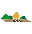 silhouette colorful seeding with mountain and sun vector image