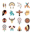 ethnic american indigenous icons set vector image