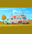 mobile home trailer cartoon composition vector image vector image