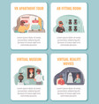 virtual reality banner set vector image vector image