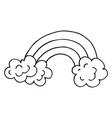 rainbow with clouds cute miracle black line icon vector image