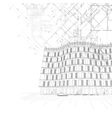 architectural background with building and plans vector image