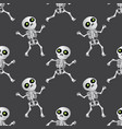 happy cartoon skeleton seamless pattern on dark vector image