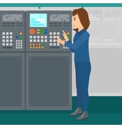 Engineer standing near control panel Royalty Free Vector