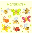 cute insects set vector image