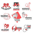 volunteer signs and volunteering community icons vector image