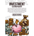 investment poster with money or cash currency vector image vector image