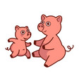 mother pig about to hug her baby that runs vector image