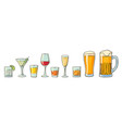 set glass beer whiskey wine gin rum tequila vector image vector image