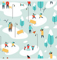 christmas season seamless pattern people at park vector image