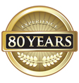 eighty years experience gold vector image
