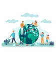 earth cleaning people clean world from garbage vector image vector image