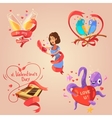 valentine day retro cartoon set vector image