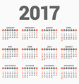 calendar for 2017 year on white background week vector image