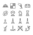 chess line icon set vector image