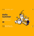 milkshake cocktails isometric landing web banner vector image