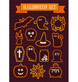 set of halloween silhouette icons vector image