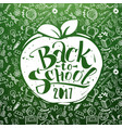 back to school chalkboard with apple vector image