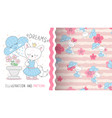 cute flower kitty - seamless pattern vector image vector image