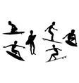 surfing man silhouettes vector image
