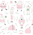 christmas santas seamless pattern vector image