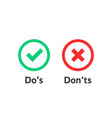 colored check marks like dos and donts vector image