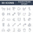 set line icons equestrian sport vector image