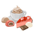 cup coffee or hot chocolate with wihipped cream vector image