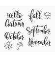 hello fall autumn september october november set vector image